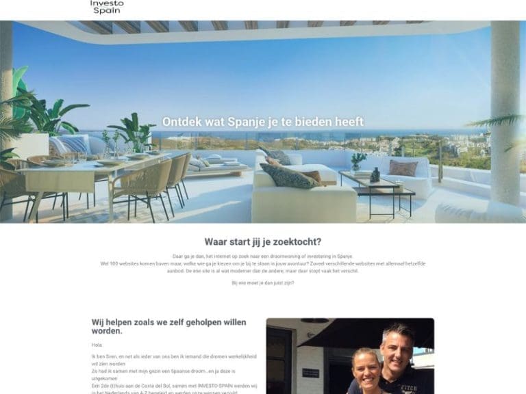 Snelle webdesign oplossing Nijlen - nieuwe site Investo Spain