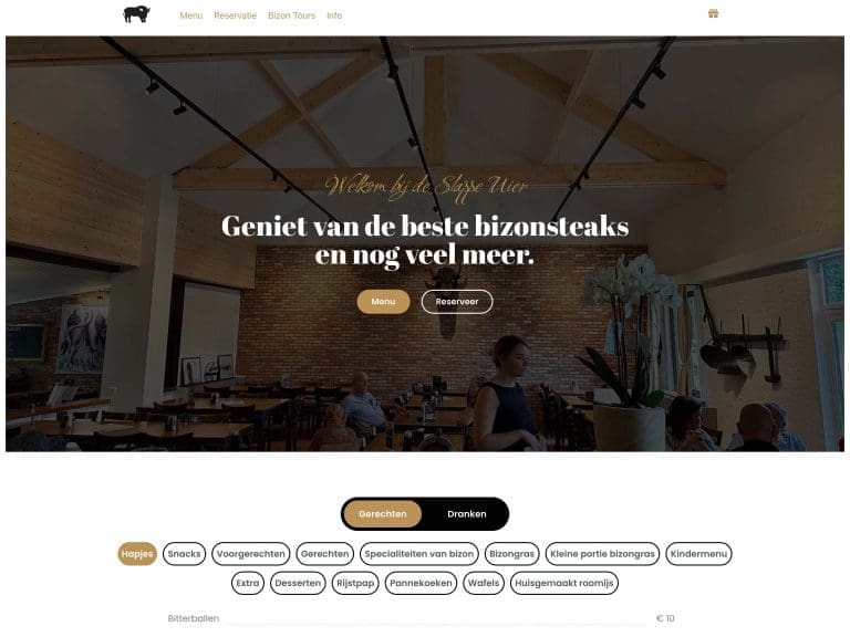 Webdesign restaurant slagerij bizontours Nijlen - De Slappen Uier